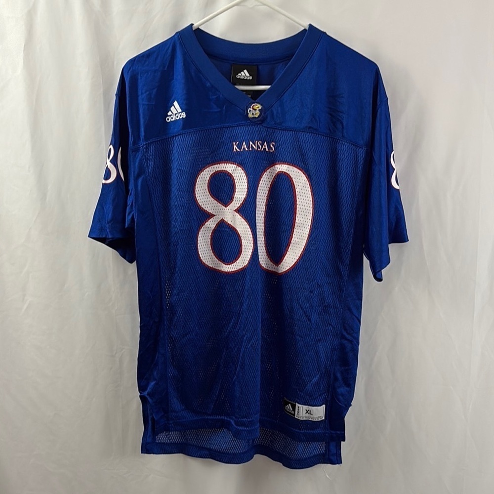 Adidas KU Jayhawks Youth Boys Kids College Football Jersey Size XL 18-20 Blue